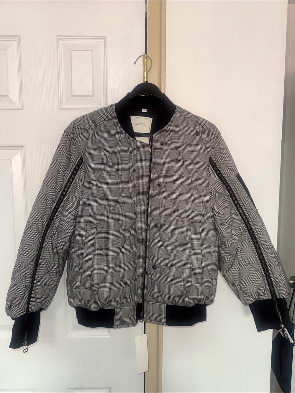 Quilted Glen Plaid Bomber Jacket